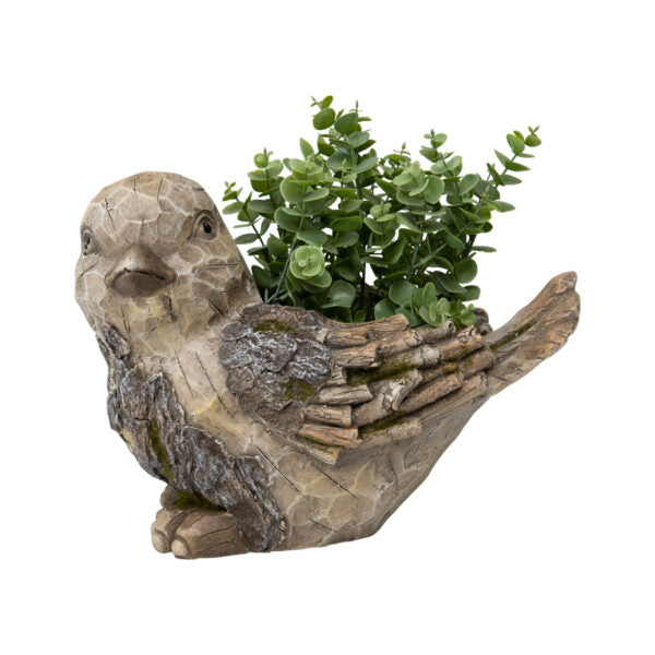 Rustic Bird Planter with Hole & Plug - 27cms