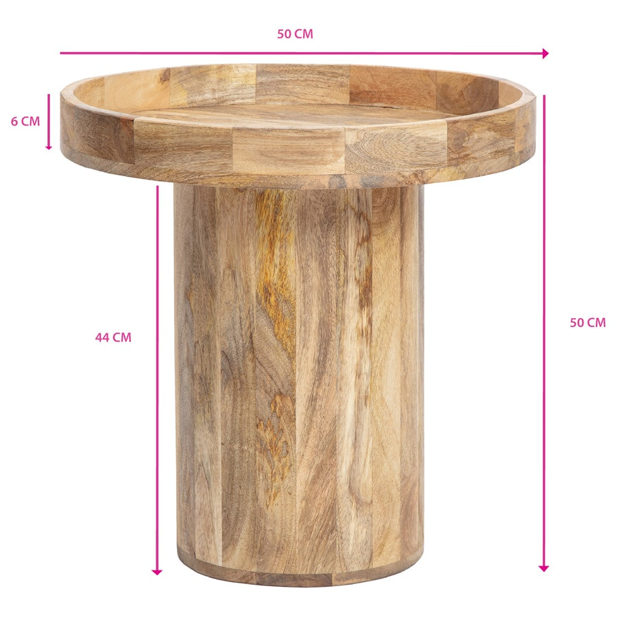 Rustic Charm Tropea Mango Wood Side Table 50cms