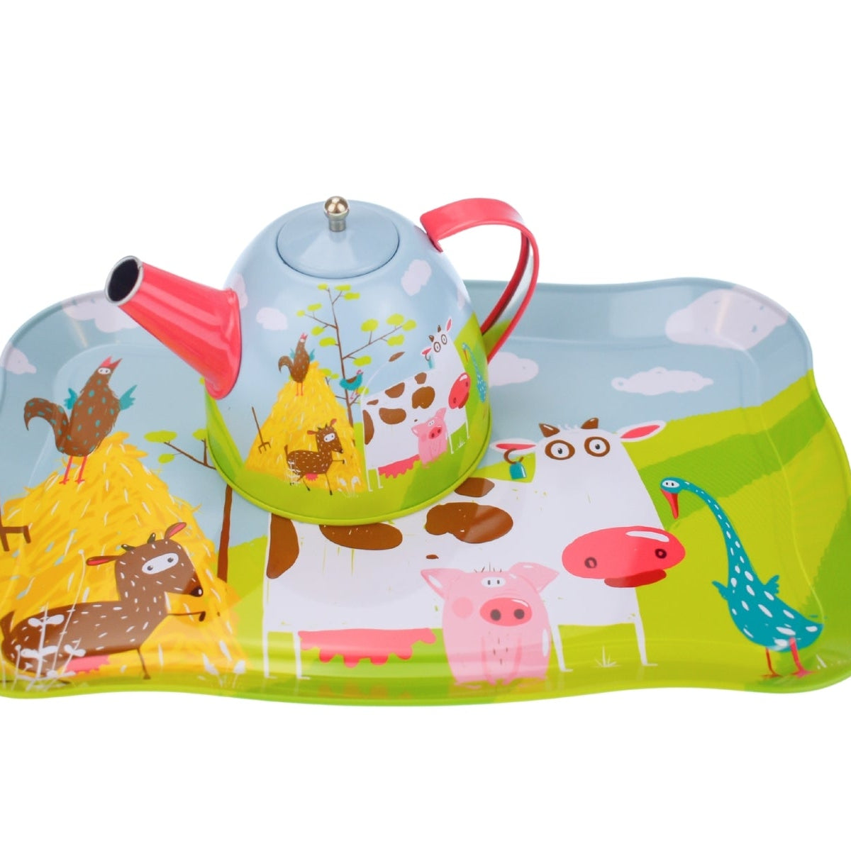 Rustic Farm Tin Tea Set - 15-Piece Playtime Collection