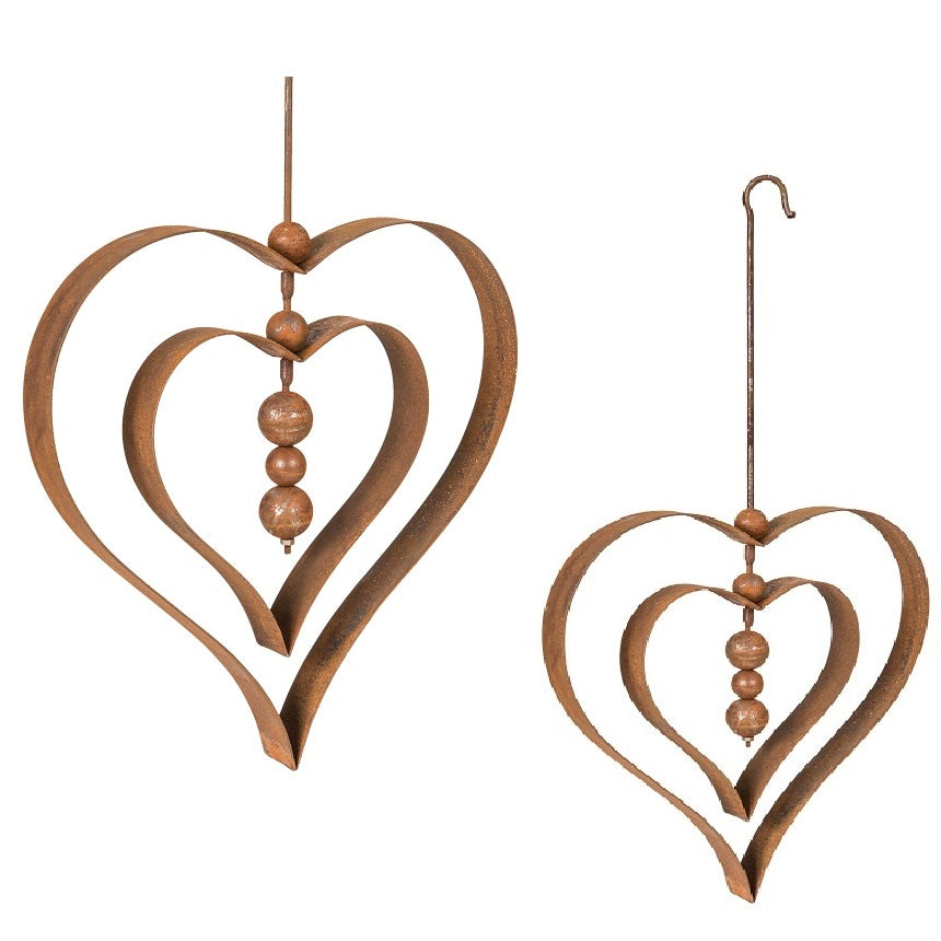 Rustic Heart Orb Outdoor Hanging Ornament (Available in 2 sizes)