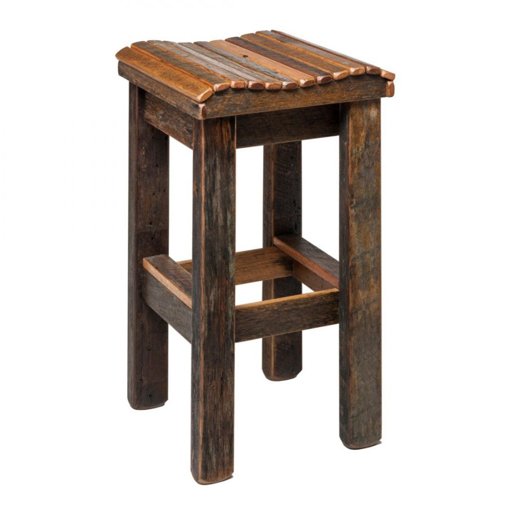 Rustic Industrial Wooden Bar Stool Chair With Curved Top