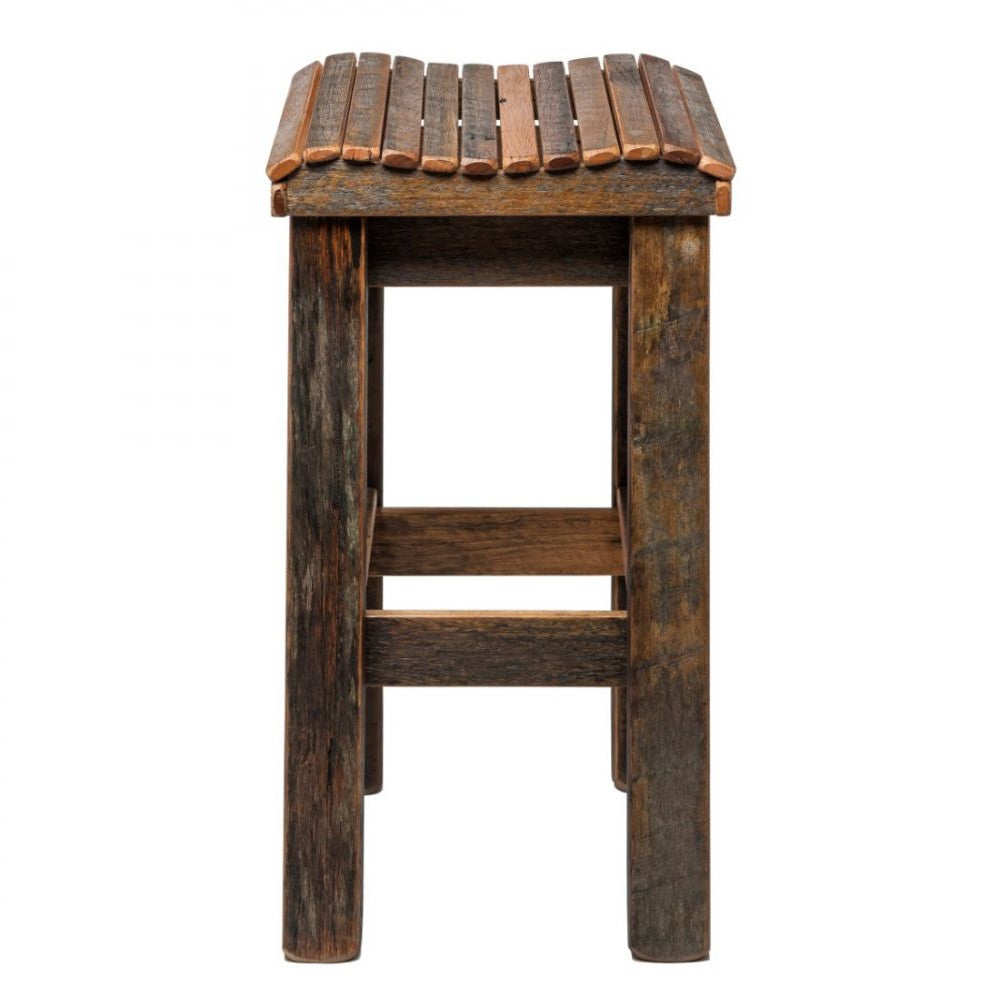 Rustic Industrial Wooden Bar Stool Chair With Curved Top