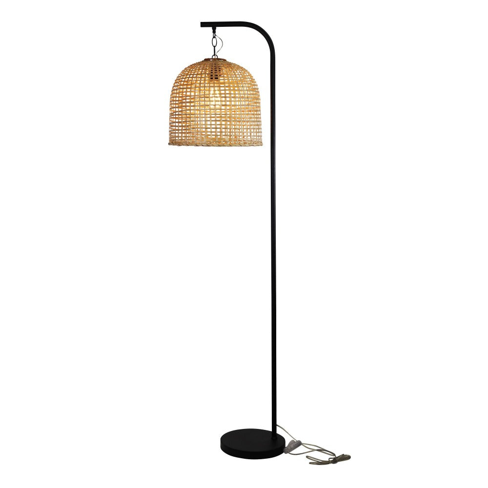 Rustic Jess Rattan Black Base Floor Lamp (Available in 2 Colors)