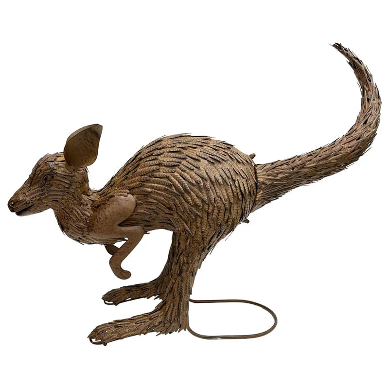 Rustic Kangaroo Large Hopping Sculpture 76.5cms