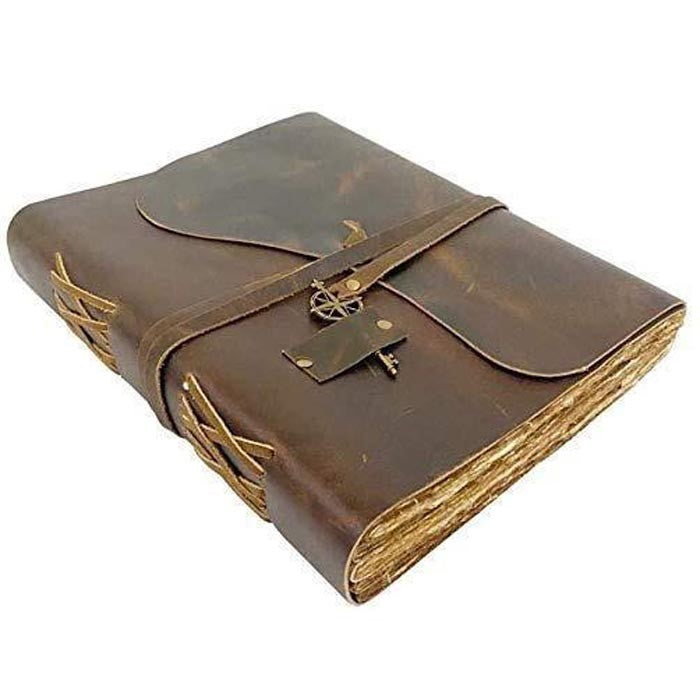 Rustic Leather Journal with Key Closure