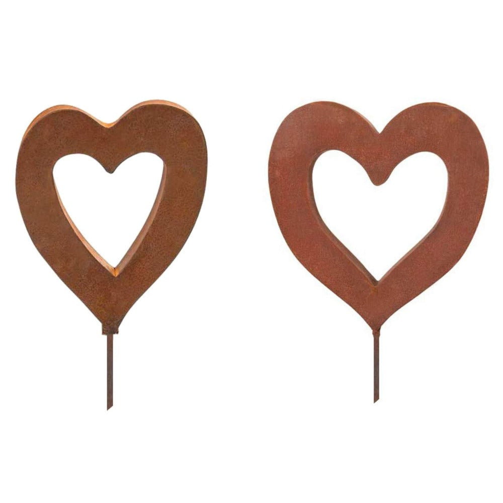 Rustic Metal Heart Stake Outdoor Decor (Available In 2 Sizes)