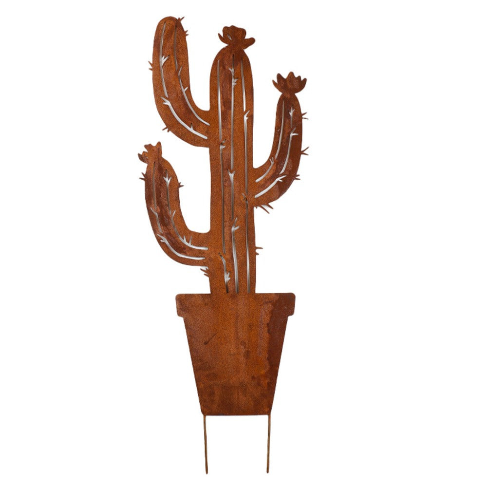 Rustic Saguaro Cactus Metal Stake