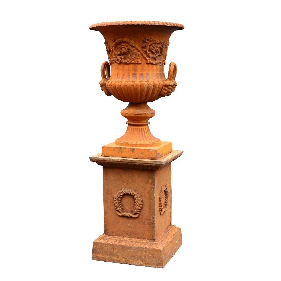 Rustic Urn Milano Cast Iron - Rust