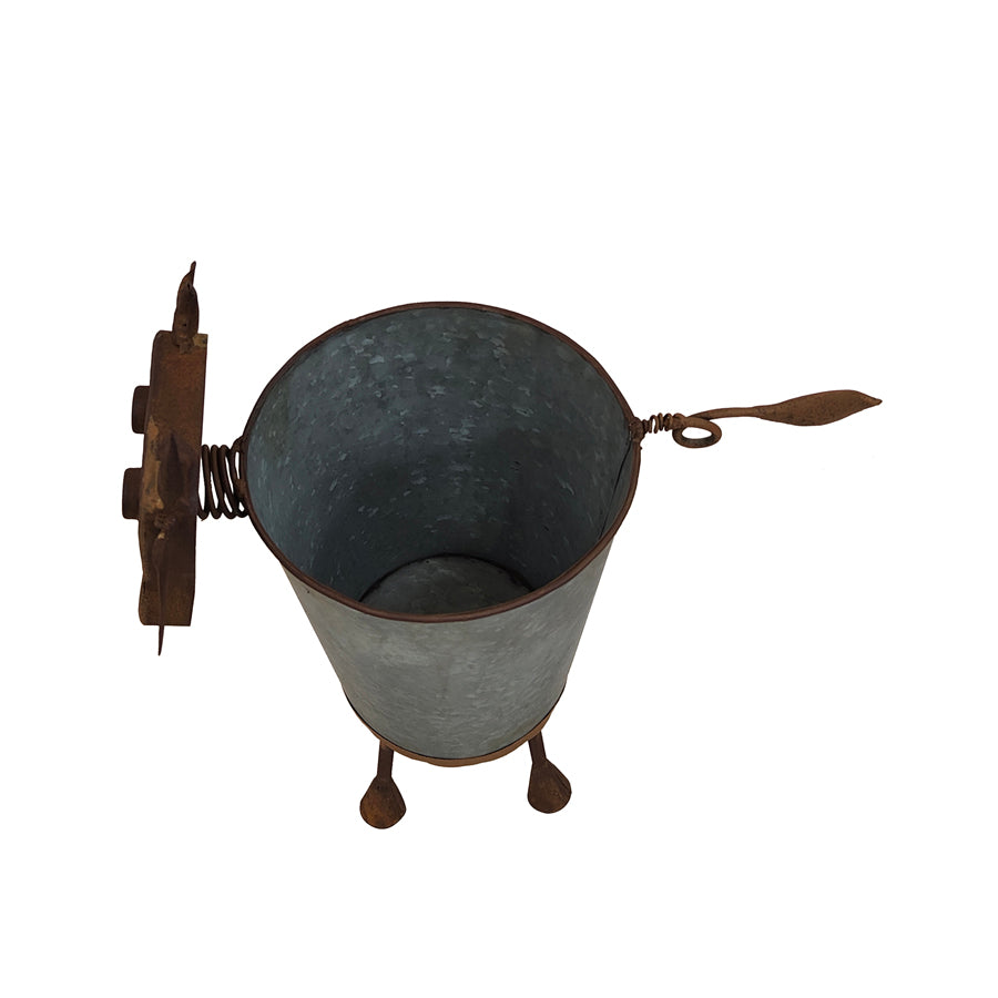 Rusty Cow Planter with Galv Pot - 37cms