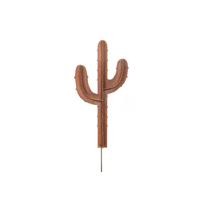 Rusty Metal Garden Cactus Stake - 80cms