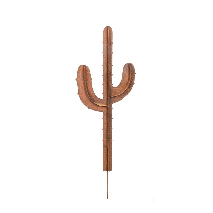 Rusty Metal Garden Cactus Stake - 130cms