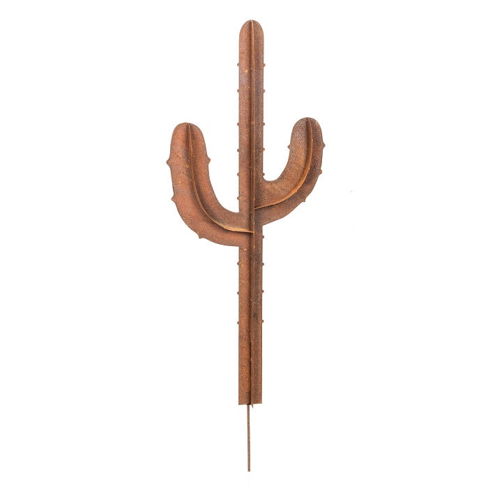 Rusty Metal Garden Cactus Stake - 150cms