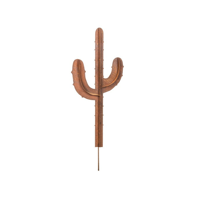 Rusty Metal Garden Cactus Stake - 100cms