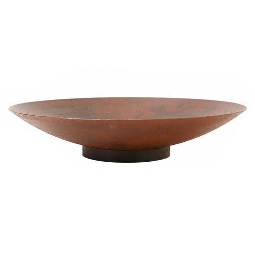 Rusty Metal Shallow Bowl Fire Pit With Base - 80cms