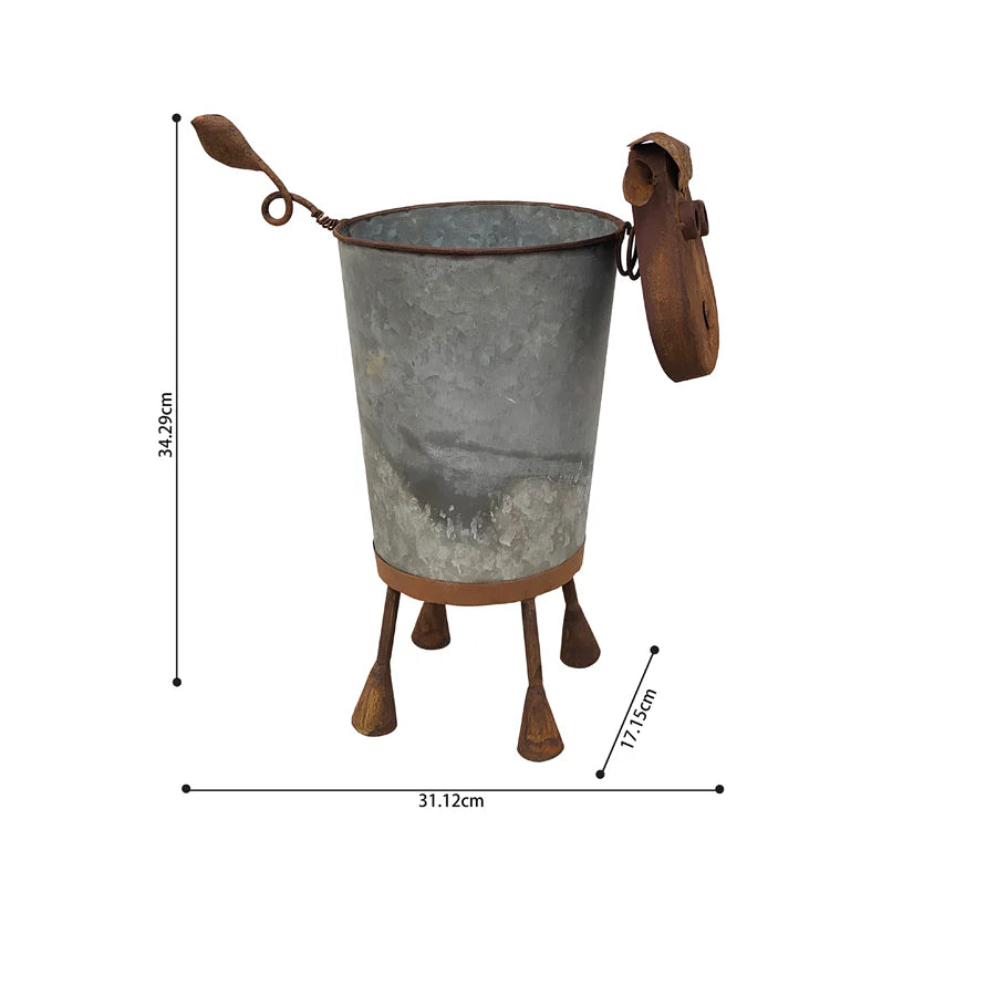 Rusty Sheep Planter with Galv Pot - 34cms