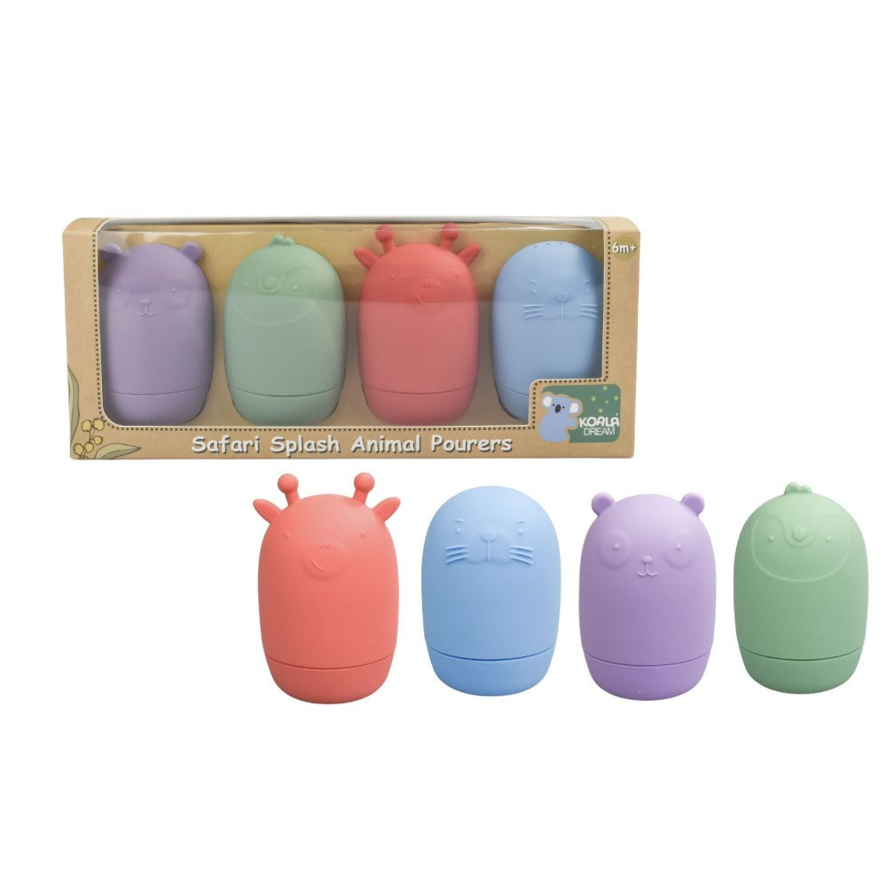 Safari Splash Fun Bright Silicone Animal Pourers Set