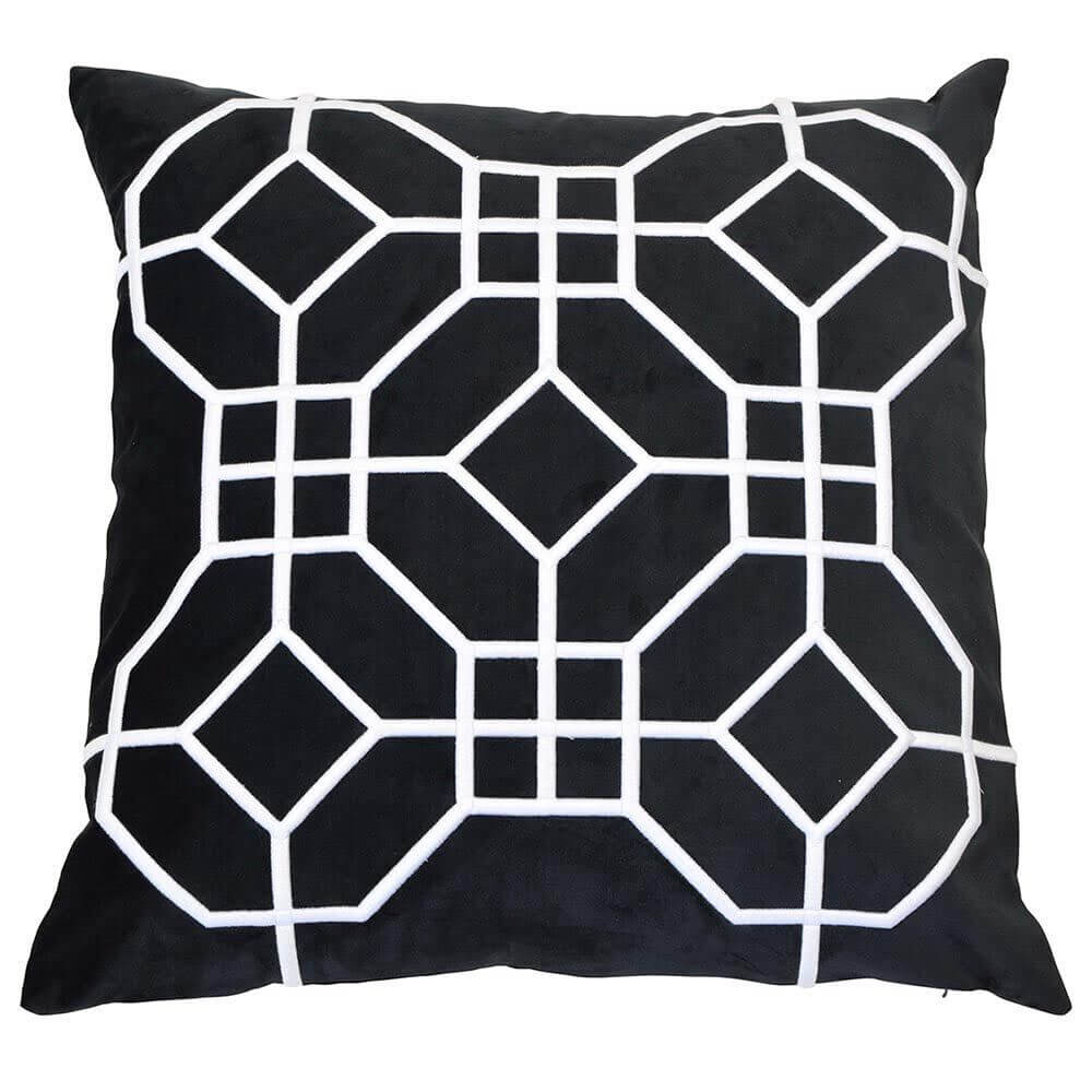 San Diego Velvet 55x55cm Square Cushion Cover - Black