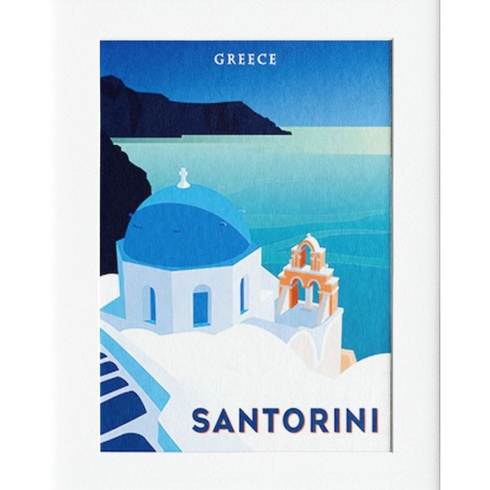 Santorini Mounted Print Wall Decor - 40x50cms