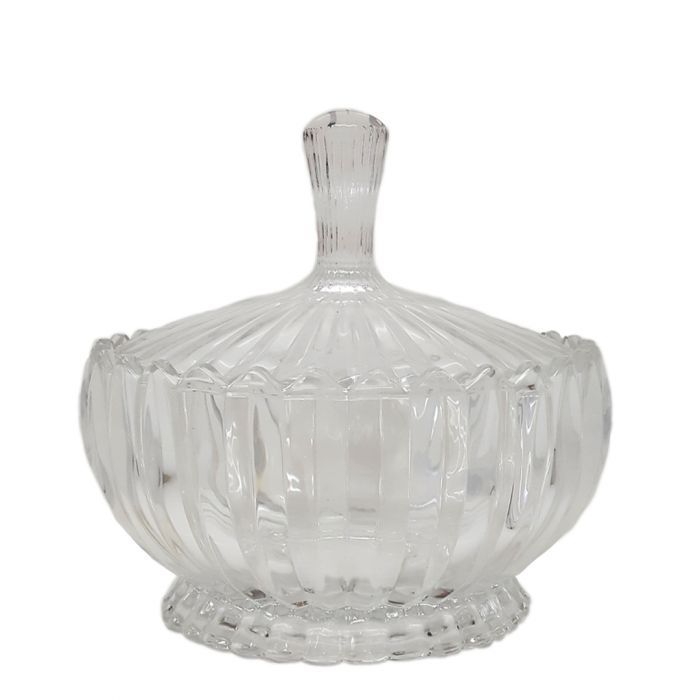 Sarah Ribbed Storage Oval Glass Jar - Large