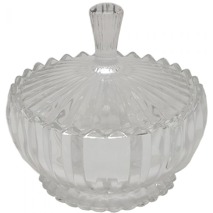 Sarah Ribbed Storage Oval Glass Jar - Large