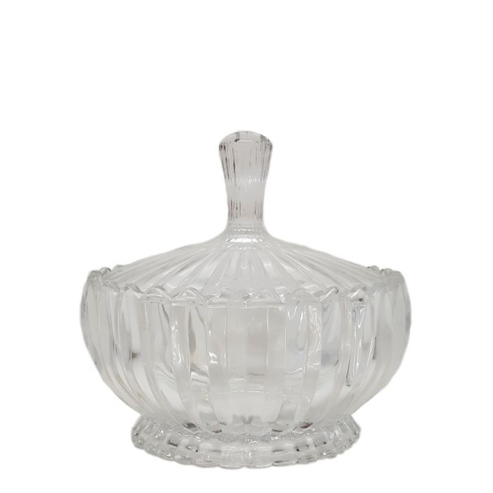 Sarah Ribbed Storage Oval Glass Jar - Medium