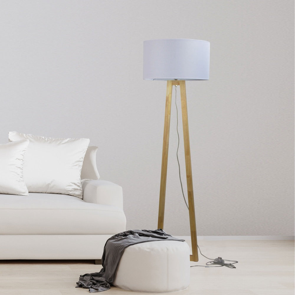 Scandi Floor Lamp with Cotton Shade (Available in 2 Colors)