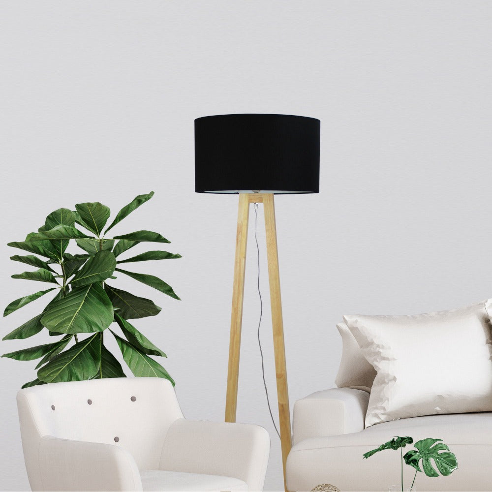 Scandi Floor Lamp with Cotton Shade (Available in 2 Colors)