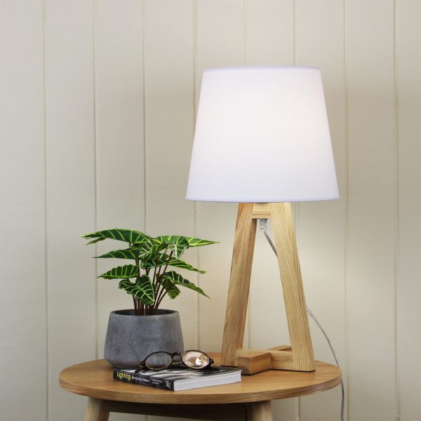 Scandi Table Lamp with Cotton Shade (Available in 2 Colors)