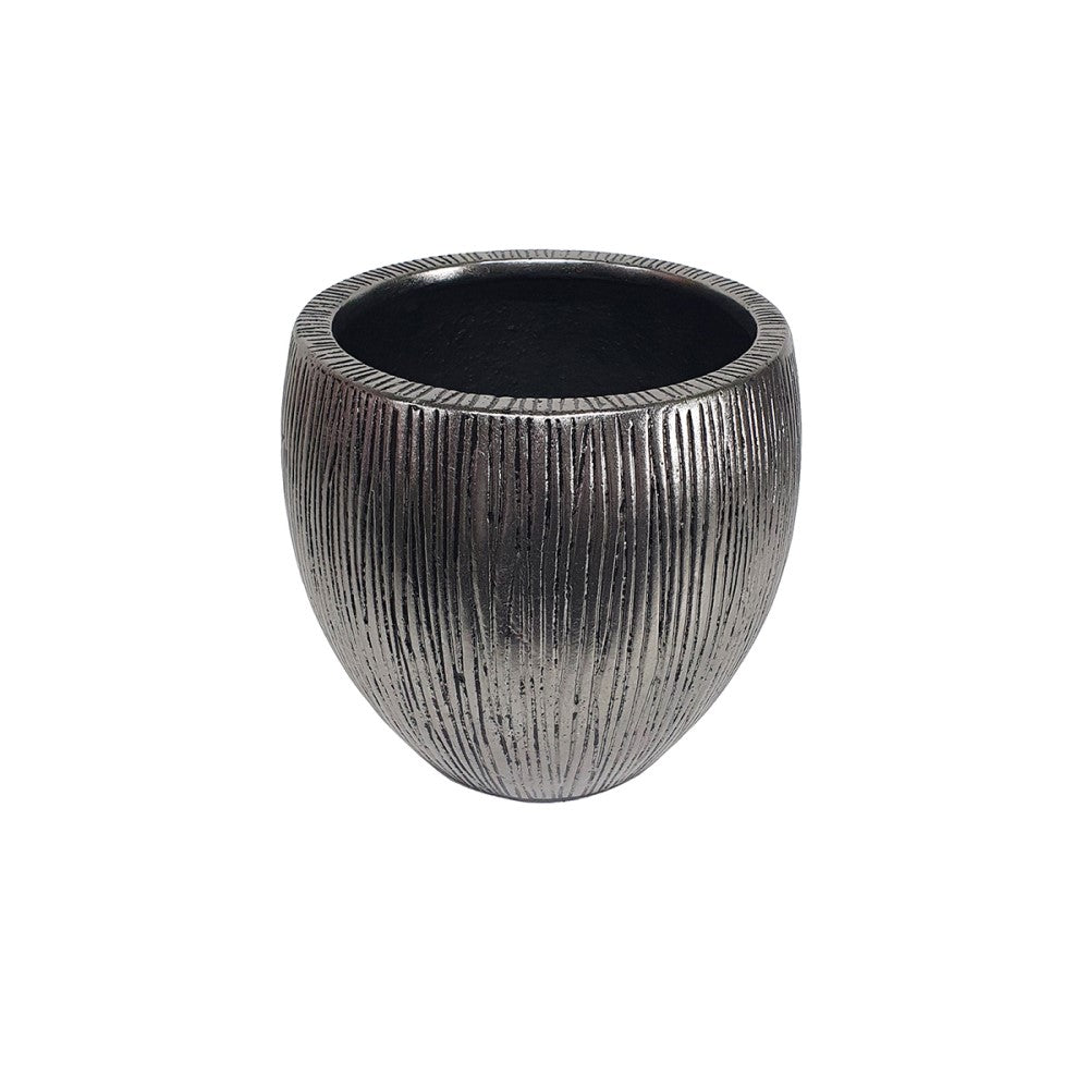 Sculpted Horizon Botanical Silver Plant Pot - Set of 3