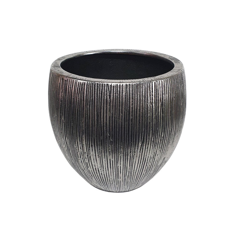 Sculpted Horizon Botanical Silver Plant Pot - Set of 3