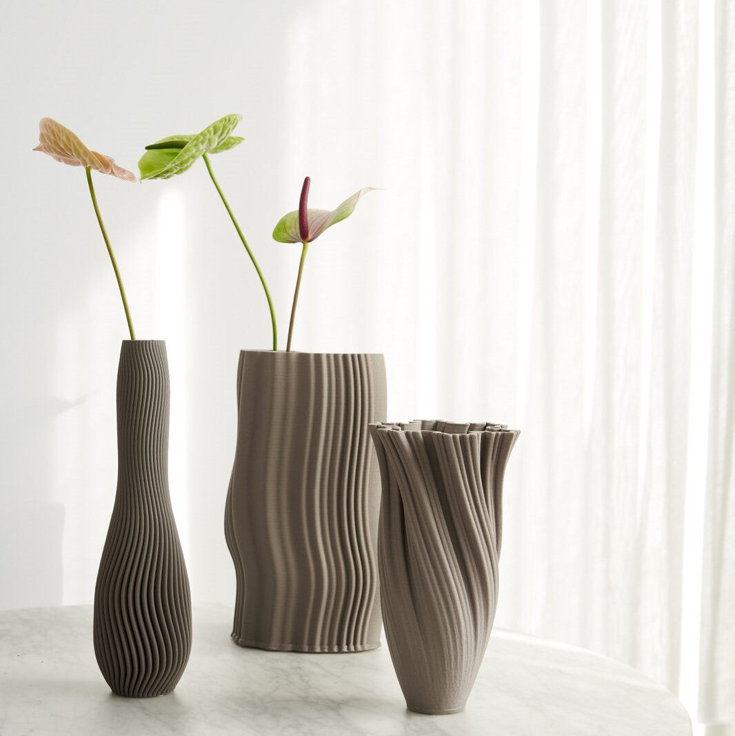 Sculpted Sophistication Ceramic Vase 24cms - Tan