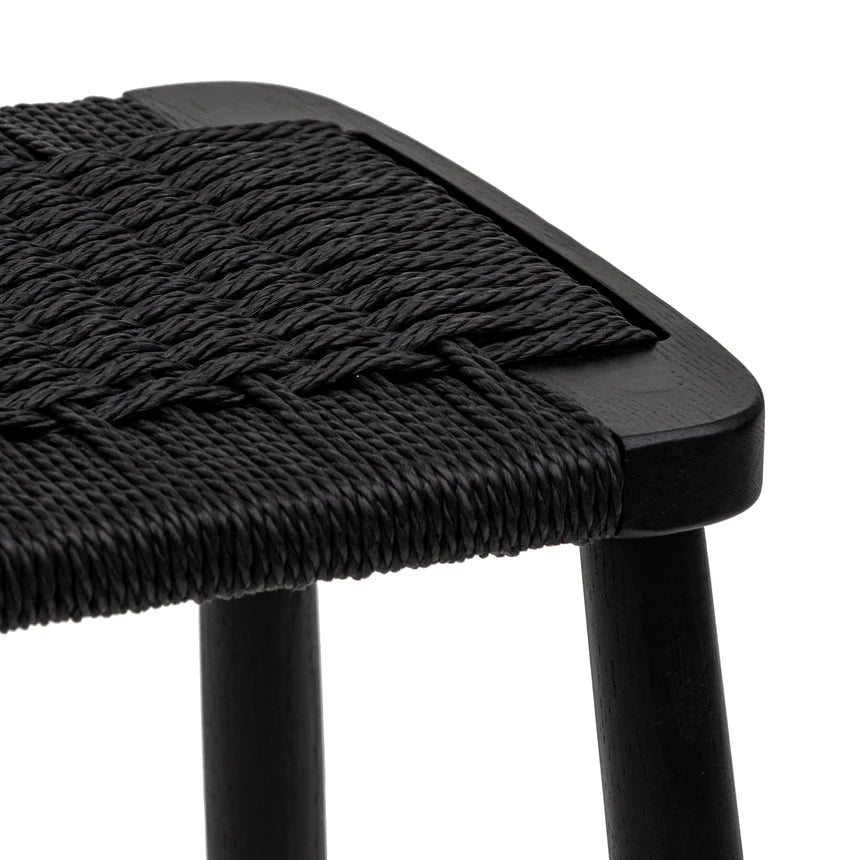 Sculpted Wooden Bar Stool - Black