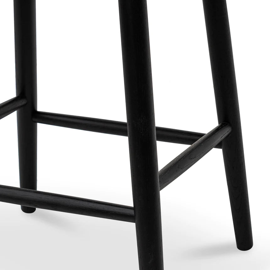 Sculpted Wooden Bar Stool - Black