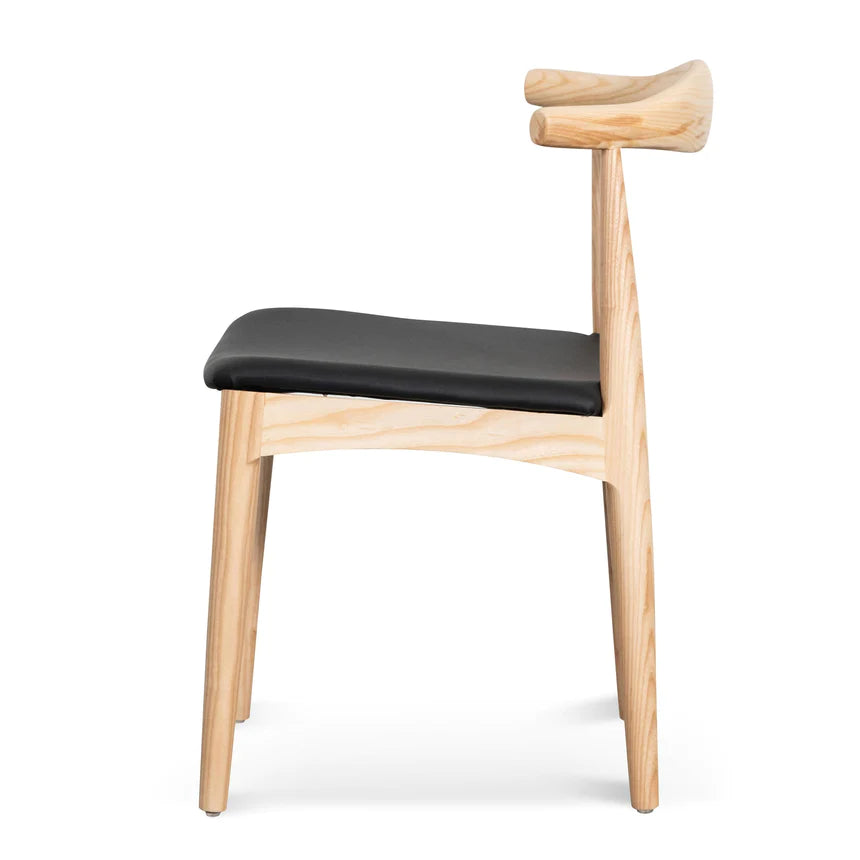 Sculpted Sycamore Dining Chair - Black & Natural