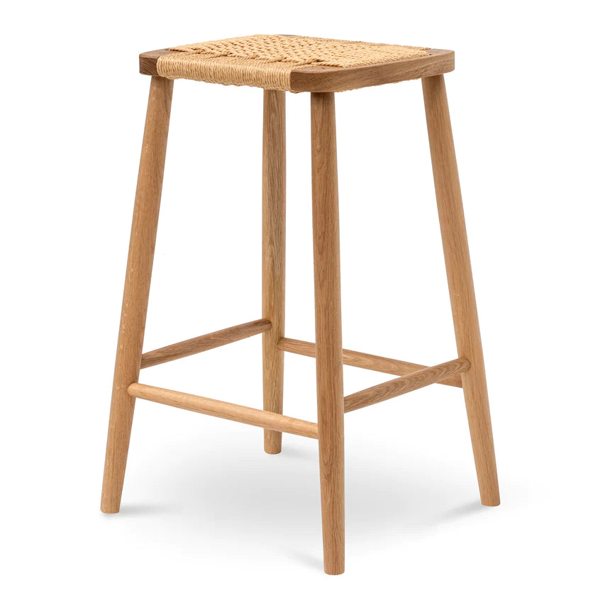 Sculpted Wooden Bar Stool - Natural