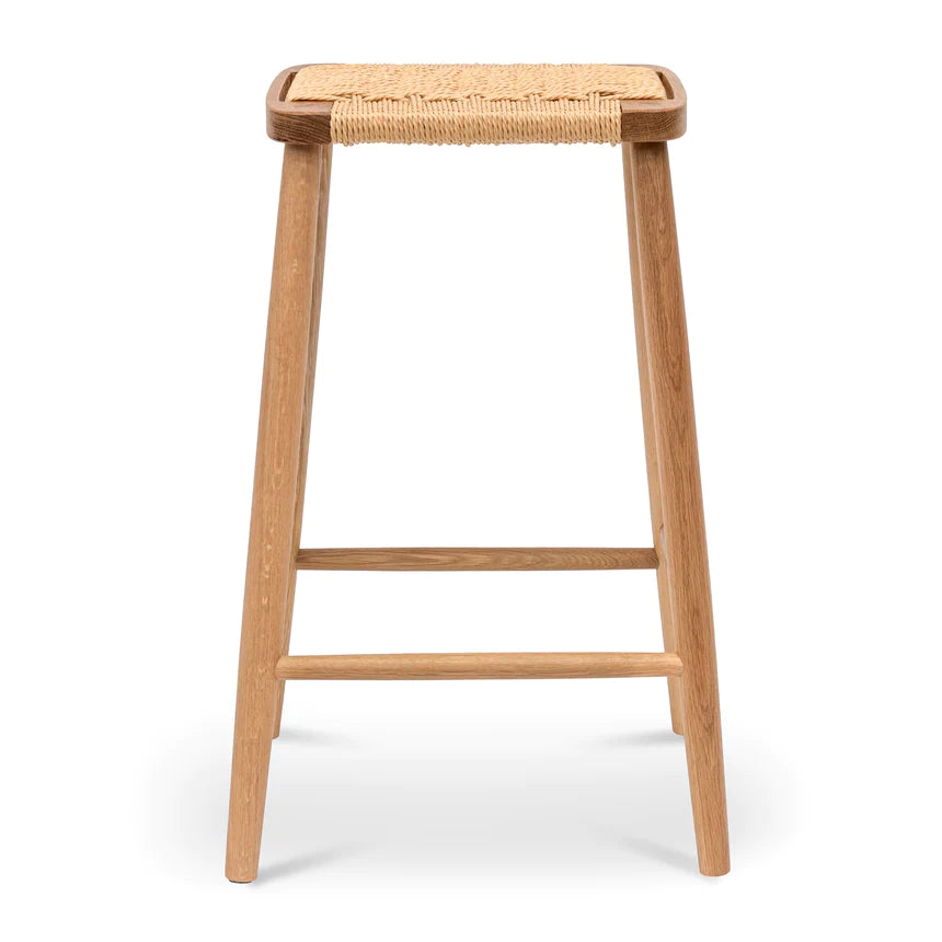 Sculpted Wooden Bar Stool - Natural