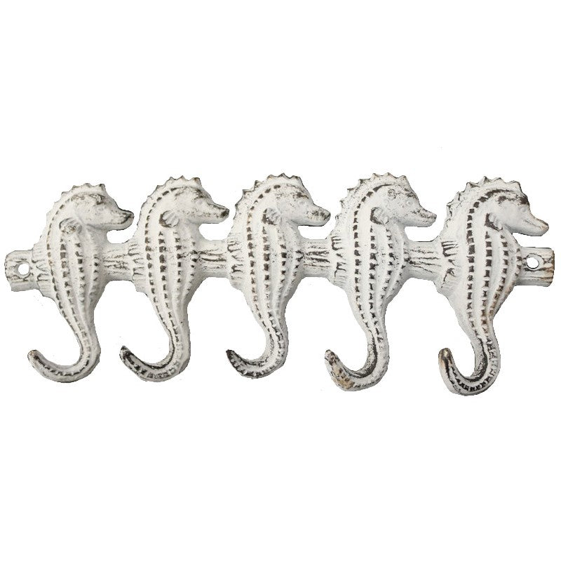 Seahorses Cast Iron Wall Hanging 5 Hooks