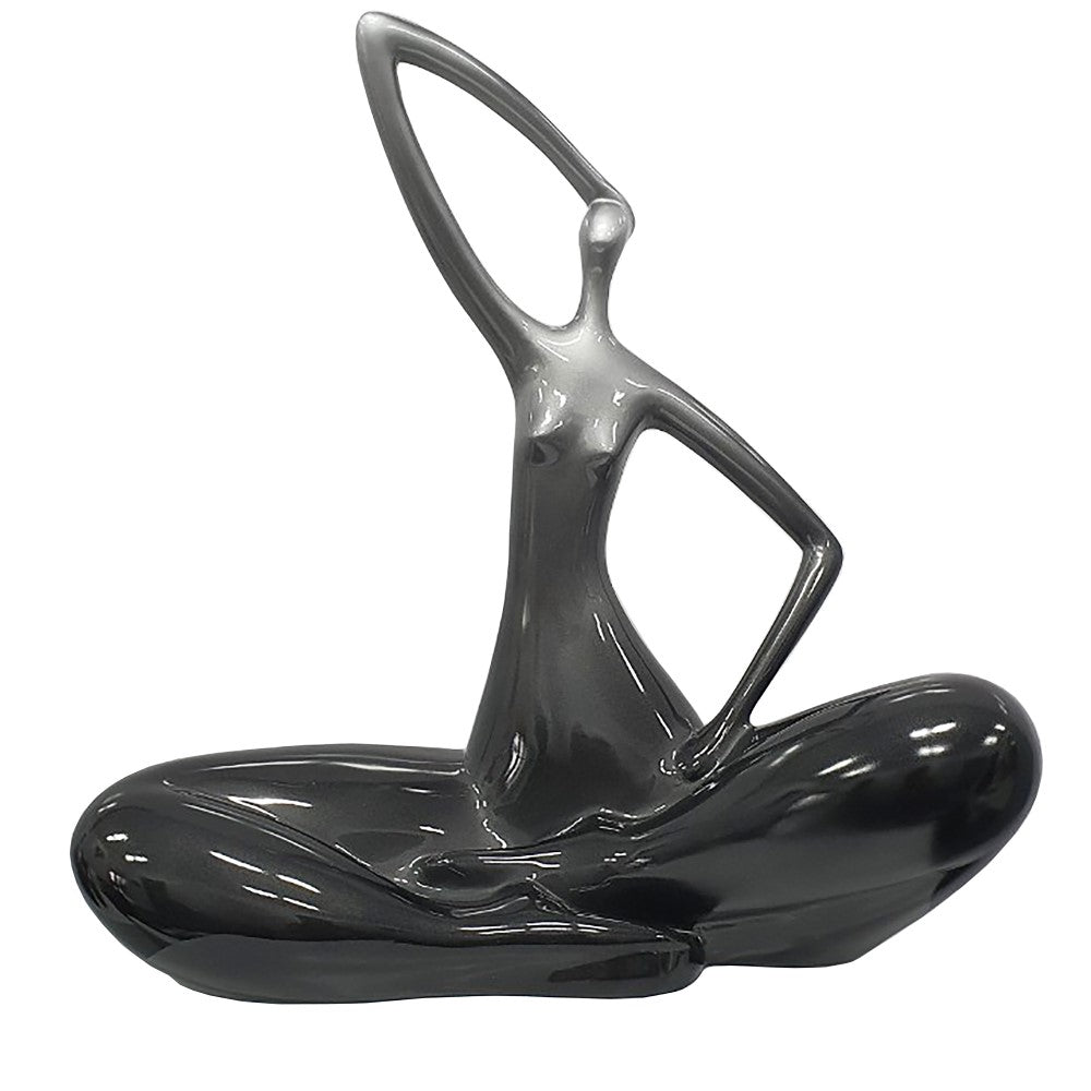 Seated Grace Cross Legged Lady Sculpture - Black