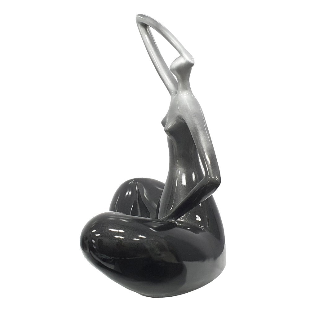 Seated Grace Cross Legged Lady Sculpture - Black