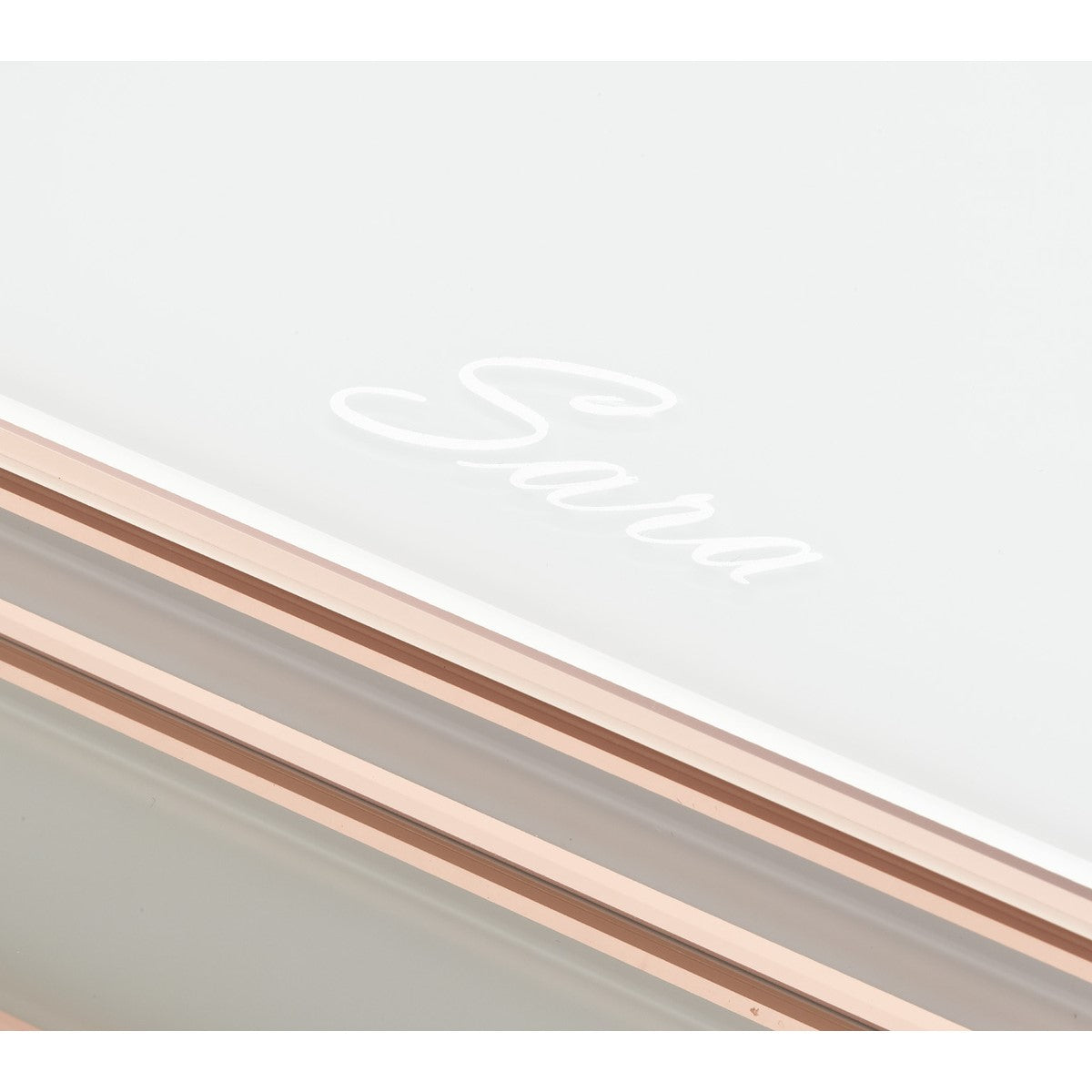 Personalised Selena Jewellery Box Medium White & Rose Gold