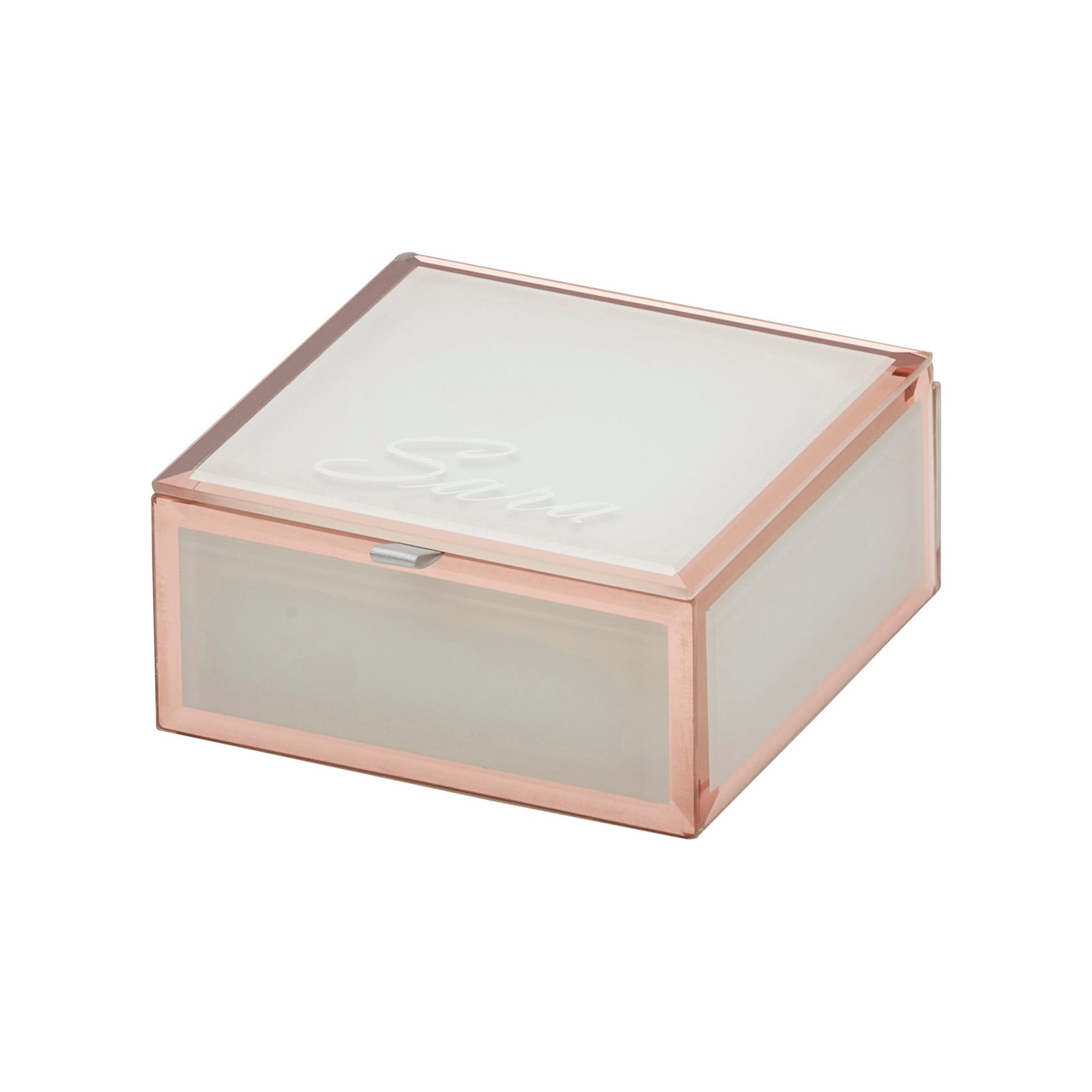 Personalised Selena Jewellery Box Small White & Rose Gold