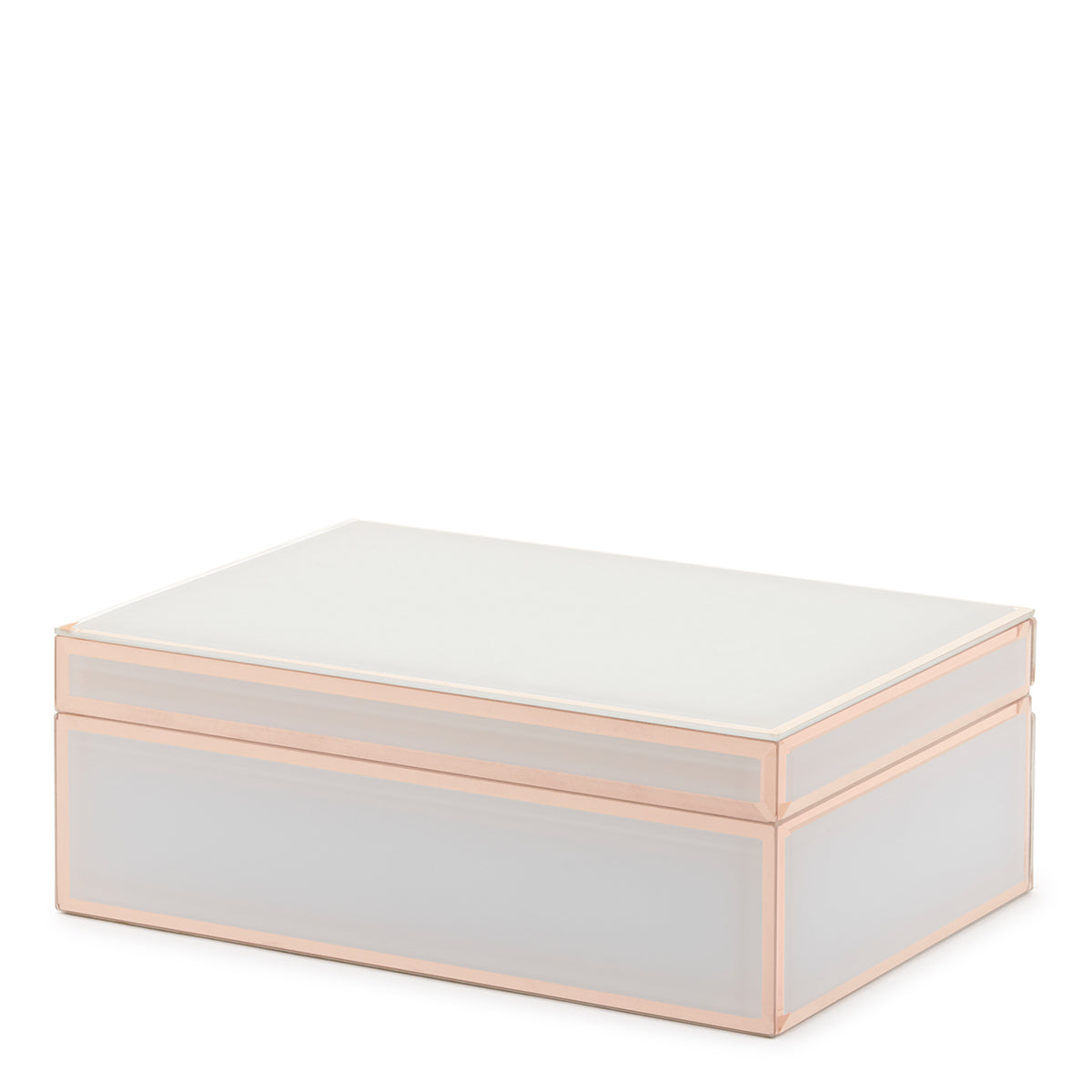 Personalised Selena Mirrored Jewellery Box Large White & Rose Gold