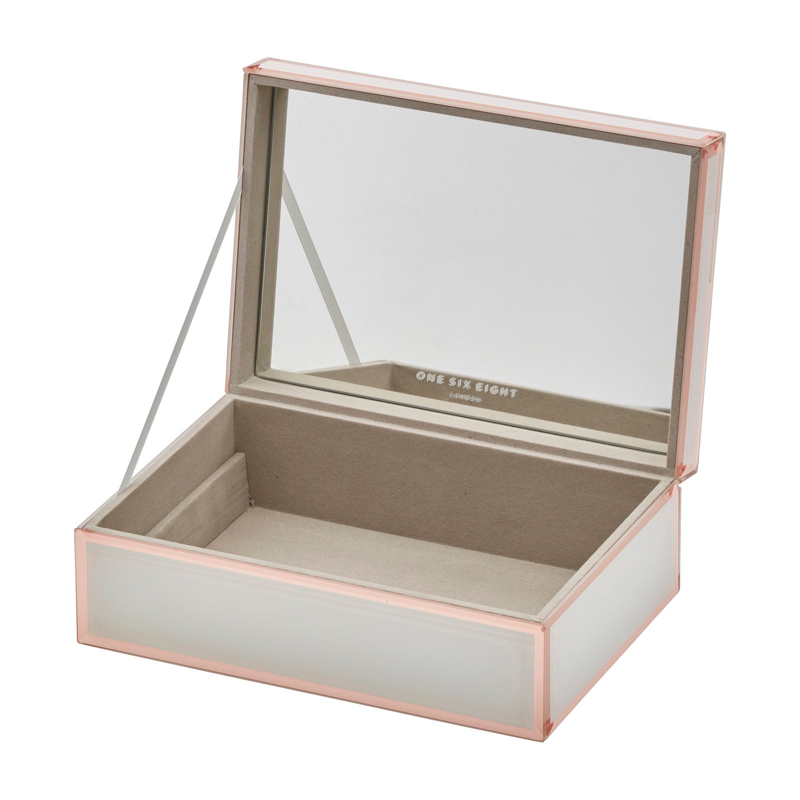 Personalised Selena Mirrored Jewellery Box Large White & Rose Gold