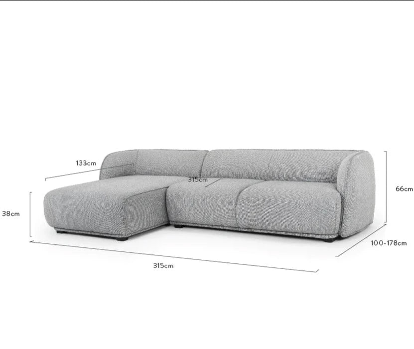 Serene Seating 3-seater Left Chaise Sofa - Grey