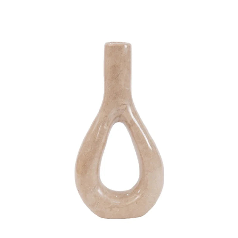 Serene Style Marble Oval Vase - Cream