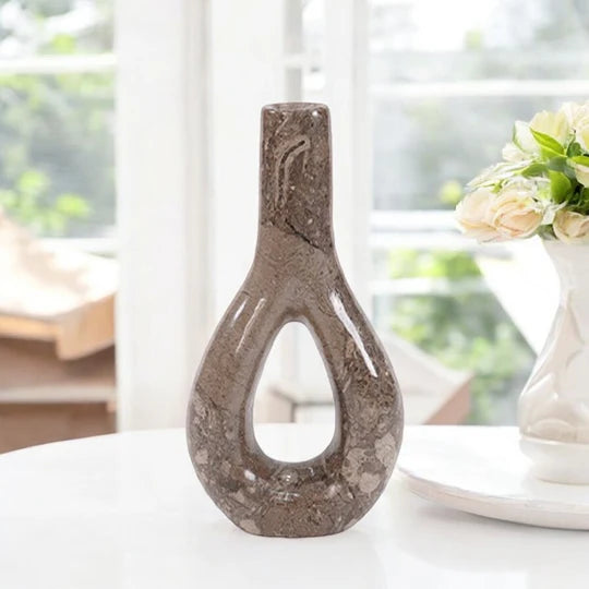 Serene Style Marble Oval Vase - Grey