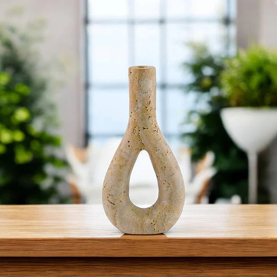 Serene Style Marble Oval Vase - Travertine