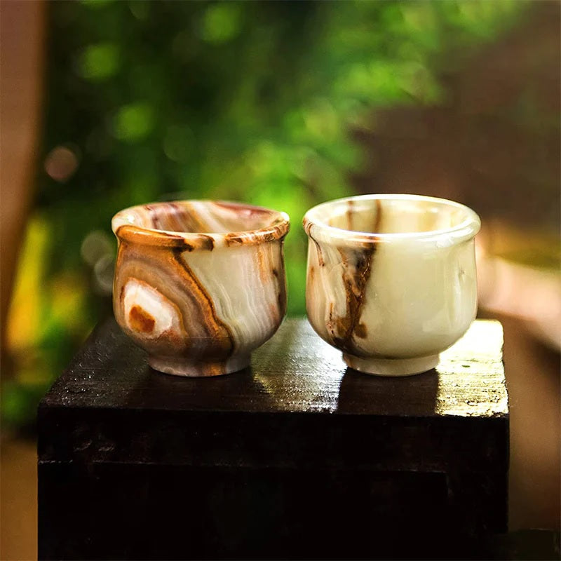 Set Of 2 Handmade Marble Shot Glasses (Available in 3 Colors)