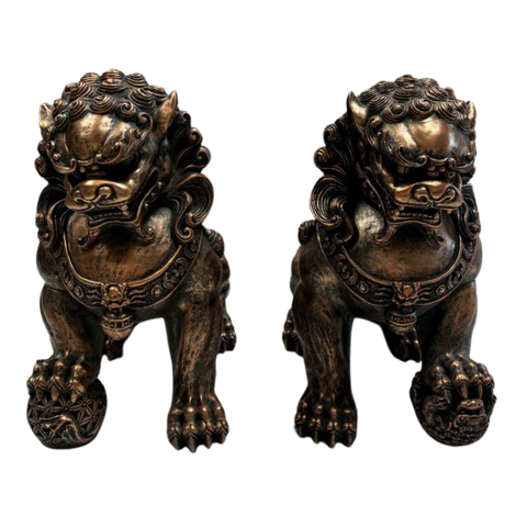 Set of 2 - Statue Gargoyle Guardian Lions Garden Decor