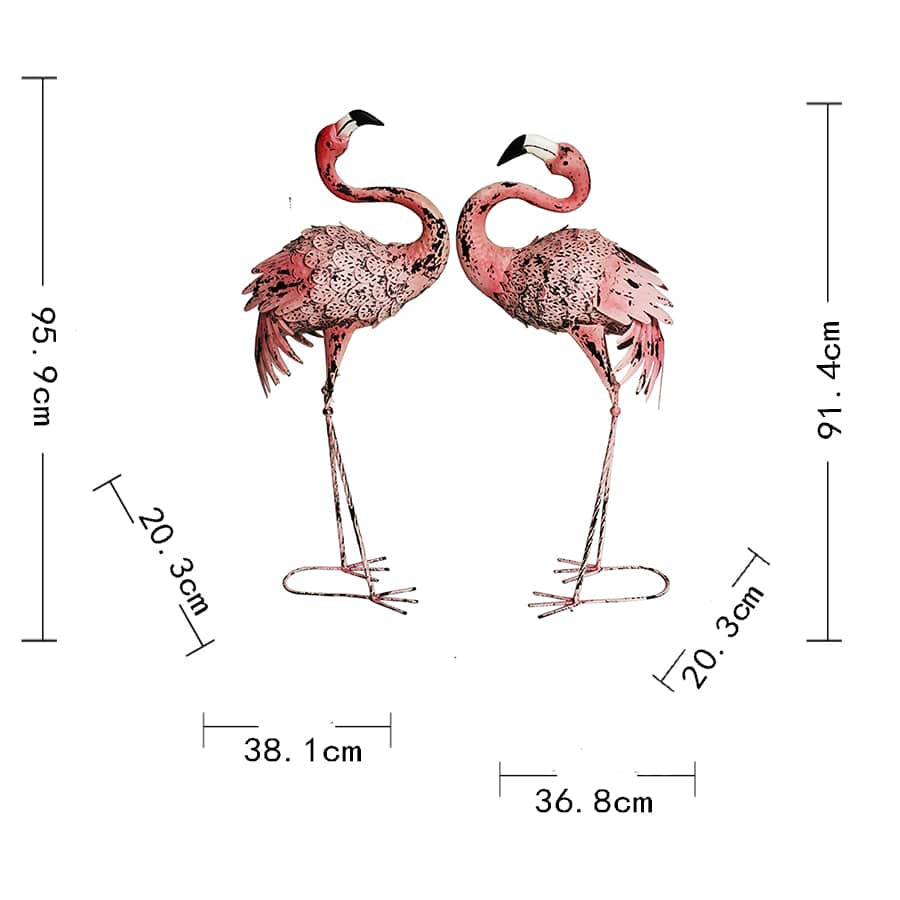 Set of 2 Asst Rust Pink Flamingo Statues